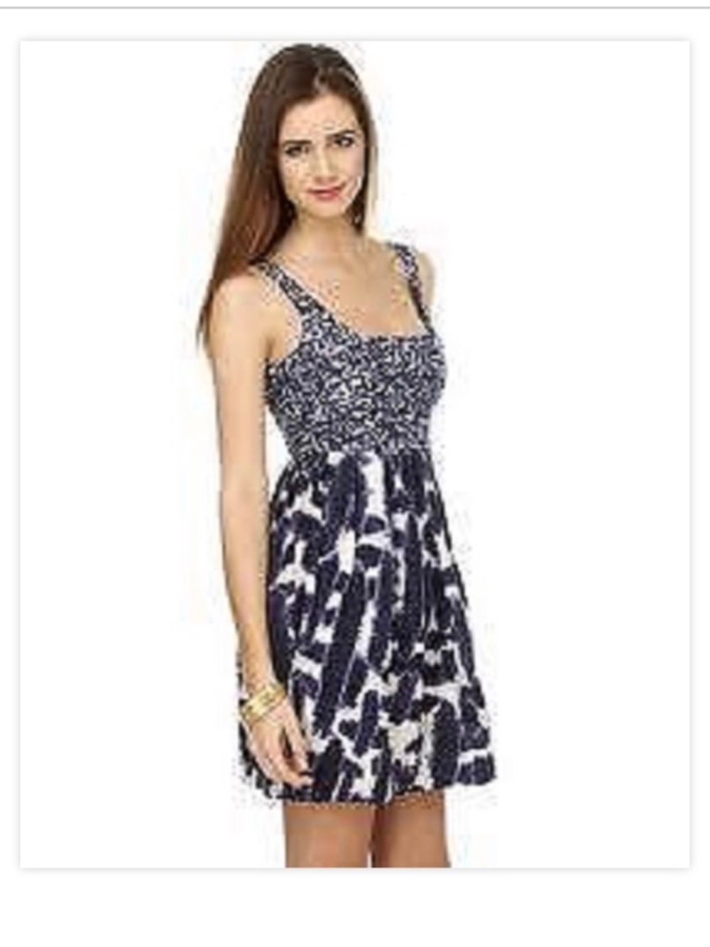Urban Outfitters BB Dakota cotton silk blend navy blue white mini dress 10